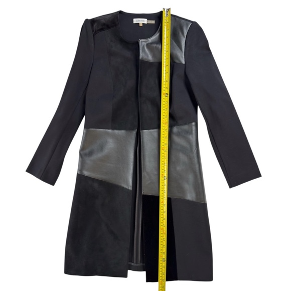 Calvin Klein NWOT Office Edgy Chic Long Sleeve Topper Jacket Suede Leather S - Picture 6 of 11